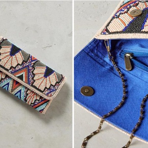 Anthro intricate Beaded Purse